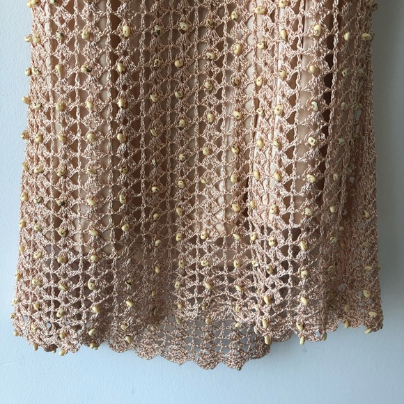 Le Chateau Halter Neck Knitted Beaded Beige Top - Picture 5 of 5